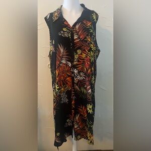 SPENSE WOMAN SLEEVELESS HIGH LOW HEM FLORAL LEAF PRINT DRESS SZ 1X